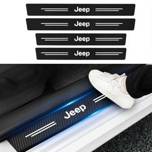 4pcs 자동차 도어 씰 스티커 탄소 섬유 커버 자동차 액세서리 Jeep Renegade Wrangler jk Compass Grand Cherokee Gladiator
