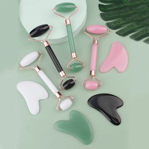 2pcs 더블 엔드 Gua Sha 마사지 롤러 넥 페이스 보드 페이셜 스킨 리프팅 스크레이퍼 안티 링클 밀랍 스톤 스크래핑 마사지