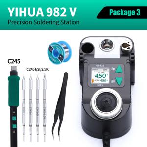 YIHUA 982-V 고속 가열 마이크로 파인 팁 C210 납땜 인두 원격 제어 핸들이 있는 정밀 솔더 스테이션