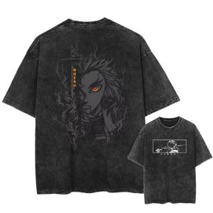 Streetwear Anime Graphic Print T-shirt Harajuku Washed Vintage T-Shirt Oversized Women Summer Fashion Cotton Men Top Tee Unisex
