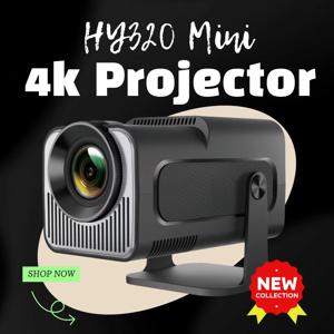 Woopker HY320 미니 안드로이드 11 4K 프로젝터 720P 300ANSI Wifi6 BT5.0 초단초점 180 °   홈 시네마용 회전식 프로젝터