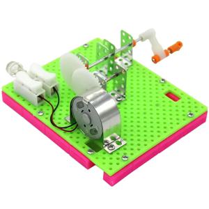 1Pcs 재미 있은 과학 물리적 실험 작은 발명 교육 장난감 DIY 핸드 크랭크 생성기 모델 어린이 학습 장난감