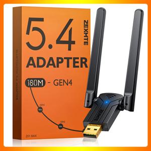 고이득 안테나가 있는 PC 5.4 USB Bluetooth 어댑터 PC Windows 11/10/8용 590FT / 180M 장거리 플러그 앤 플레이 Bluetooth 어댑터