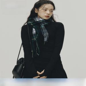 FUSSED 00% 모직 스코틀랜드 격자 무늬 스카프 클래식 블루 그린 겨울 따뜻함 긴 직사각형 남여 패션 액세서리