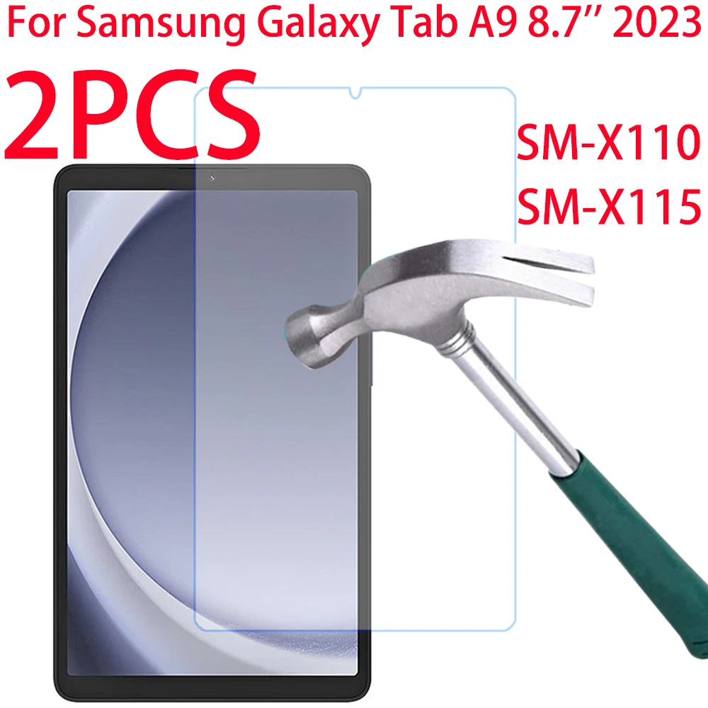 삼성 갤럭시 탭 A9 용 2 PCS 강화 유리 A9 SM-X110 SM-X115 태블릿 화면 보호기 용 8.7 인치 2023 보호 필름