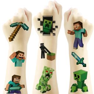 Minecraft 문신 스티커 게임 Minecraft 문신 스티커 세트 액션 피규어 내 세계 만화 픽셀 애니메이션 장난감 생일 선물