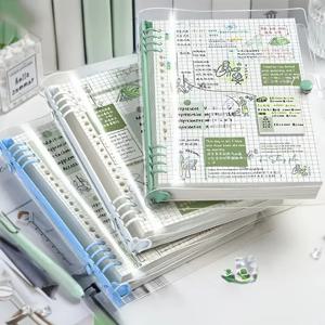240 페이지 일기 A5 투명 소프트 커버 루스 리프 체크 무늬 도서 학교 노트 노트 메모장 쓰기 패드 사무실