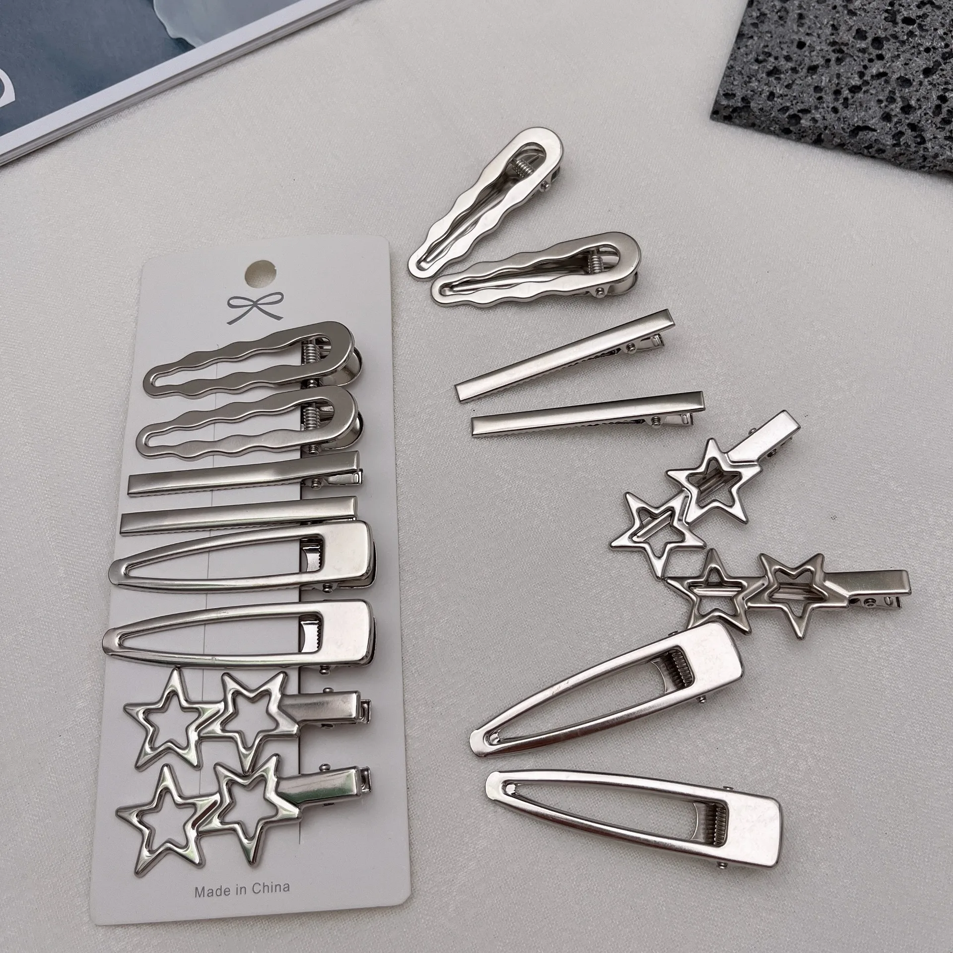 8PCS 금속 헤어 클립 사이드 깨진 머리 앞머리 헤어 카드 스파이스 걸스 헤어 액세서리 실버 앞머리 클립 세트 사이드 클립 한 단어 Cl