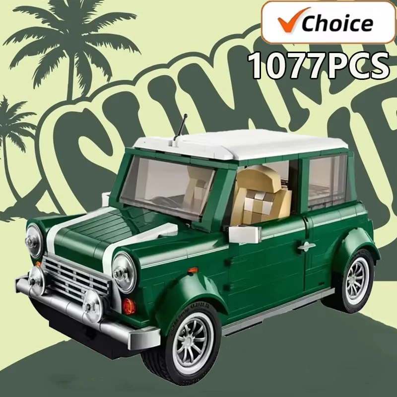 1077PCS 클래식 기술 쿠퍼 모델 호환 10242 빌딩 블록 세트 장난감 차량 교육 장난감 생일 크리스마스 선물