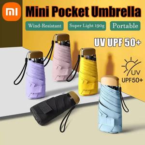 Xiaomi 미니 캡슐 우산 작은 주머니 비 우산 비닐 접는 UV 자외선 보호 초경량 이중 용도 우산