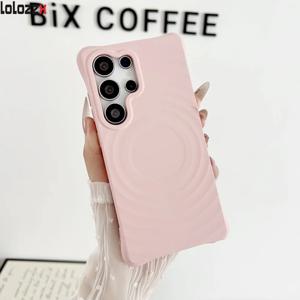 물결 무늬 액체 실리콘 맥세이프 무선 충전 마그네틱 케이스 삼성 S25 울트라 S24 S23 S25 S22 플러스 소프트 충격 방지 커버
