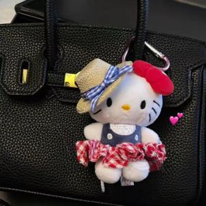 Sanrio 귀여운 애니메이션 Hellokittys 키 체인 애니메이션 만화 키티 고양이 플러시 교수형 열쇠 고리 배낭 액세서리 펜던트 소녀 선물