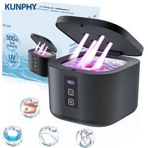 KUNPHY 초음파 클리너 쥬얼리 클리너 키트 UV 라이트 살균 소닉 48kHz 시계 콘택트 렌즈 안경 틀니 치아