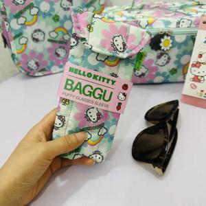 애니메이션 Sanrio Hellokitty 만화 인쇄 된 면 내부 라이너 마그네틱 버튼 안경 보호 커버 선글라스 보관 가방 선물