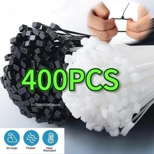 100-400pcs 자동 잠금 플라스틱 나일론 타이 블랙 케이블 타이 고정 링 케이블 타이 지퍼 랩 스트랩 나일론 케이블 타이 세트