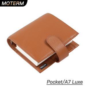 Moterm Luxe 2.0 시리즈 포켓 사이즈 플래너 페블 그레인 가죽 A7 노트북 30MM 링 미니 의제 주최자 일기 메모장