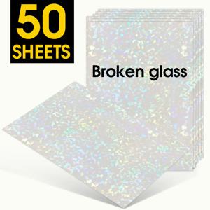 50 시트 깨진 유리 홀로그램 콜드 라미네이션 필름 스티커 A4 시트 스타 반짝 이는 점 DIY 패키지 카드 사진 홀로그램 필름
