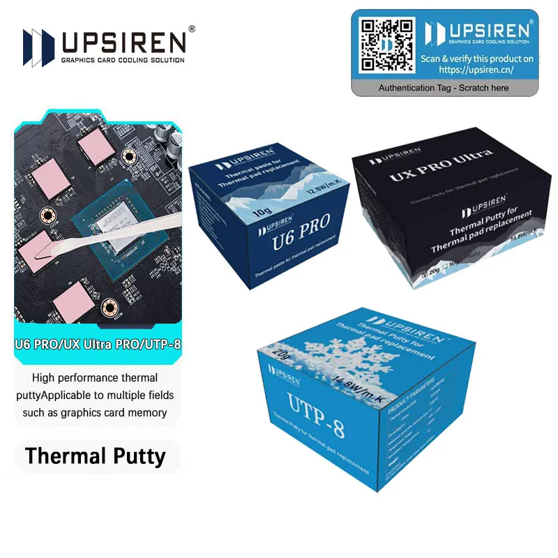 UPSIREN 열 퍼티 UTP-8 U6 PRO UX VGA GPU IC 프로세서용 액체 열 패드 열 차단 퍼티 열 패드 교체
