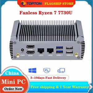 팬리스 AMD 미니 PC FU02 Ryzen 7 7730U 5825U 4700U 4500U 윈도우 11 게이밍 컴퓨터 듀얼 LAN 방화벽 2*HDMI2.0 NVMe DDR4 WiFi6