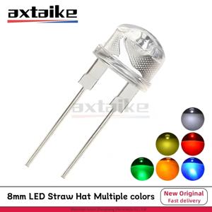 100PCS 8mm LED 흰색 빨간색 노란색 파란색 녹색 슈퍼 밝은 다이오드 Led 전원 밀짚 모자 램프 구슬 전구 방출 다이오드 램프 0.5W