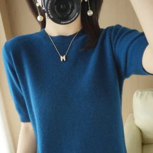 2025 여성 스웨터 봄 여름 짧은 소매 니트 풀오버 o 넥 슬림 피트 스웨터 Bottoming Shirts 한국 패션 니트웨어