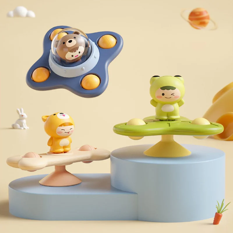 3 개/대 아기 장난감 흡입 컵 회 전자 장난감 유아 손 Fidget 감각 장난감 스트레스 릴리프 교육 회전 딸랑이