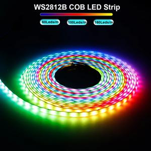 WS2812B 개별적으로 주소 지정이 가능한 COB LED 스트립 60 100 160Led/M 고밀도 유연한 5mm/10mm WS2812 RGBIC COB 조명 DC5V