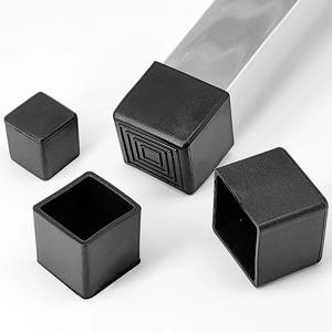 블랙 스퀘어 PVC 부드러운 고무 테이블 의자 다리 팁 캡 미끄럼 방지 바닥 고무 피트 패드 바닥 보호대 가구 액세서리