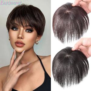 EASTSECRET Mid Split Fake Bangs 자연 3D French Bangs 가발 헤어 패치 및 여성용 가짜 흐르는 앞머리