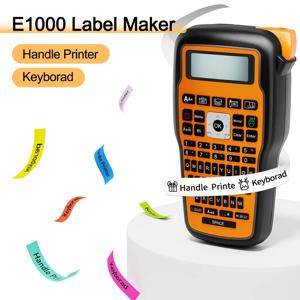 E1000 PRO 라벨 메이커 프린터 TZ231 라벨 메이커 테이프 QWERTY 키보드 기호 산업용 프린터 열 수축 튜브와 함께 작동