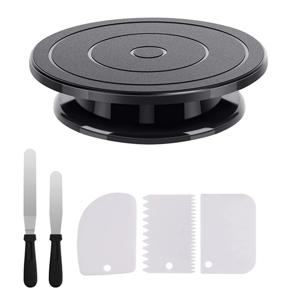 1/6pcs 케이크 턴테이블 세트 2 설탕 장식 주걱 3 아이싱 매끄러운 스크레이퍼 케이크 장식 키트 파티 용 베이킹 용품 키트