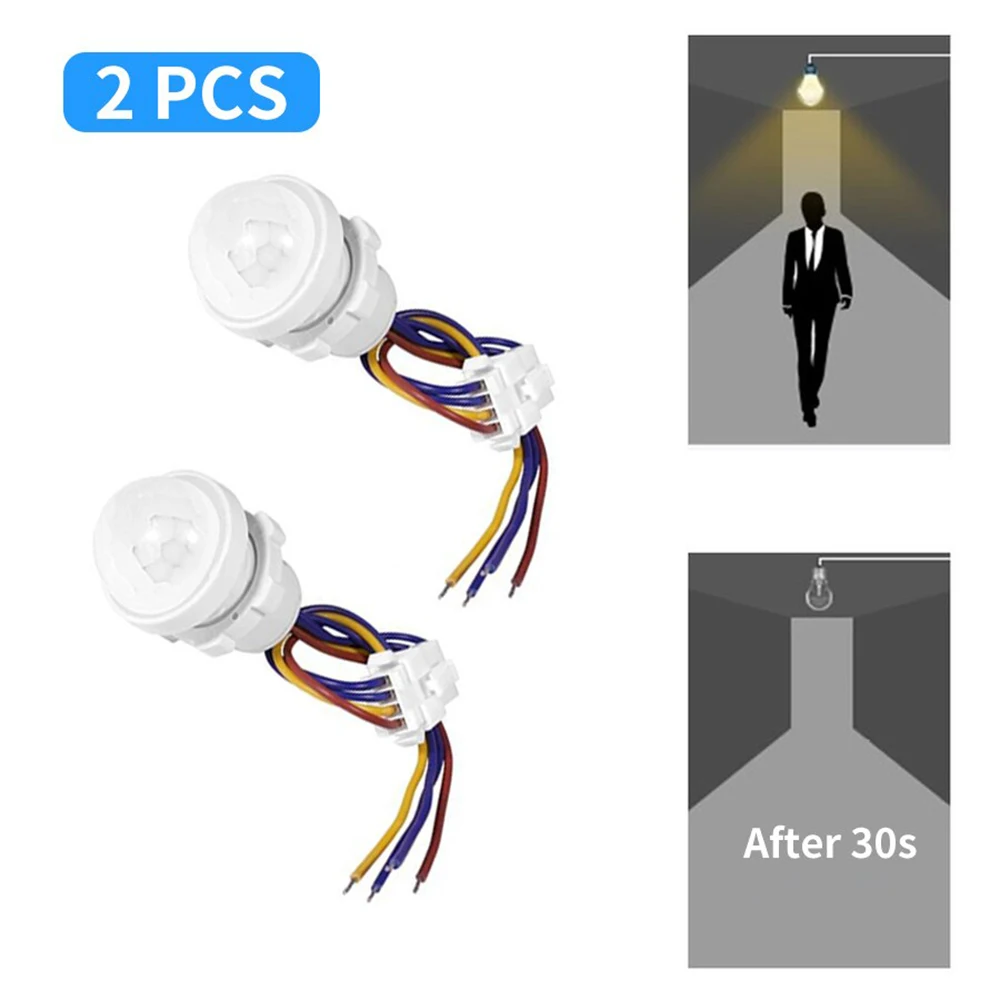 2PCS PIR 모션 센서 감지기 스마트 스위치 홈 실내 실외 적외선 110V 220V 시간 지연 모드 조명 스위치 조정