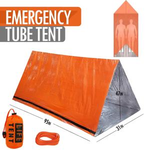 2 사람 비상 대피소 Bivy 생존 텐트 키트 Mylar 튜브 텐트 침낭 방수 야외 SOS 열 담요 재사용 가능