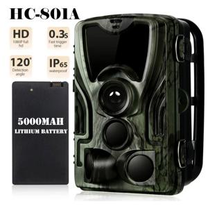 HC-801A 사냥 카메라, 5000Mah 리튬 배터리, 야간 투시경, 16MP 트레일 카메라, 방수 사진 트랩, 0.3s 940nm 와일드 카메라