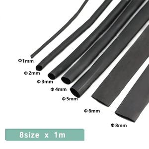 8 미터/세트 2:1 검정색 절연 수축 포장 열 수축 튜브 1/2/3/4/5/6/8mm 케이블 용 수축 DIY 커넥터 와이어 키트