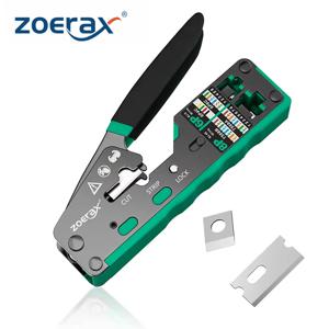 ZoeRax RJ45 크림프 도구 패스 스루 크림퍼 커터 Cat6 Cat5 Cat5e 8P8C 용 모듈식 커넥터 이더넷 올인원 와이어 도구