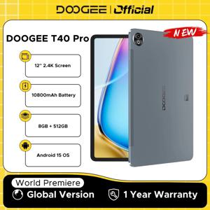 DOOGEE T40 Pro 태블릿 12인치 IPS 2.4K 20GB(8+12) 512GB 안드로이드 14 Helio G99 6nm 10800mAh 18W 충전 쿼드 스피커 7.6mm 초박형