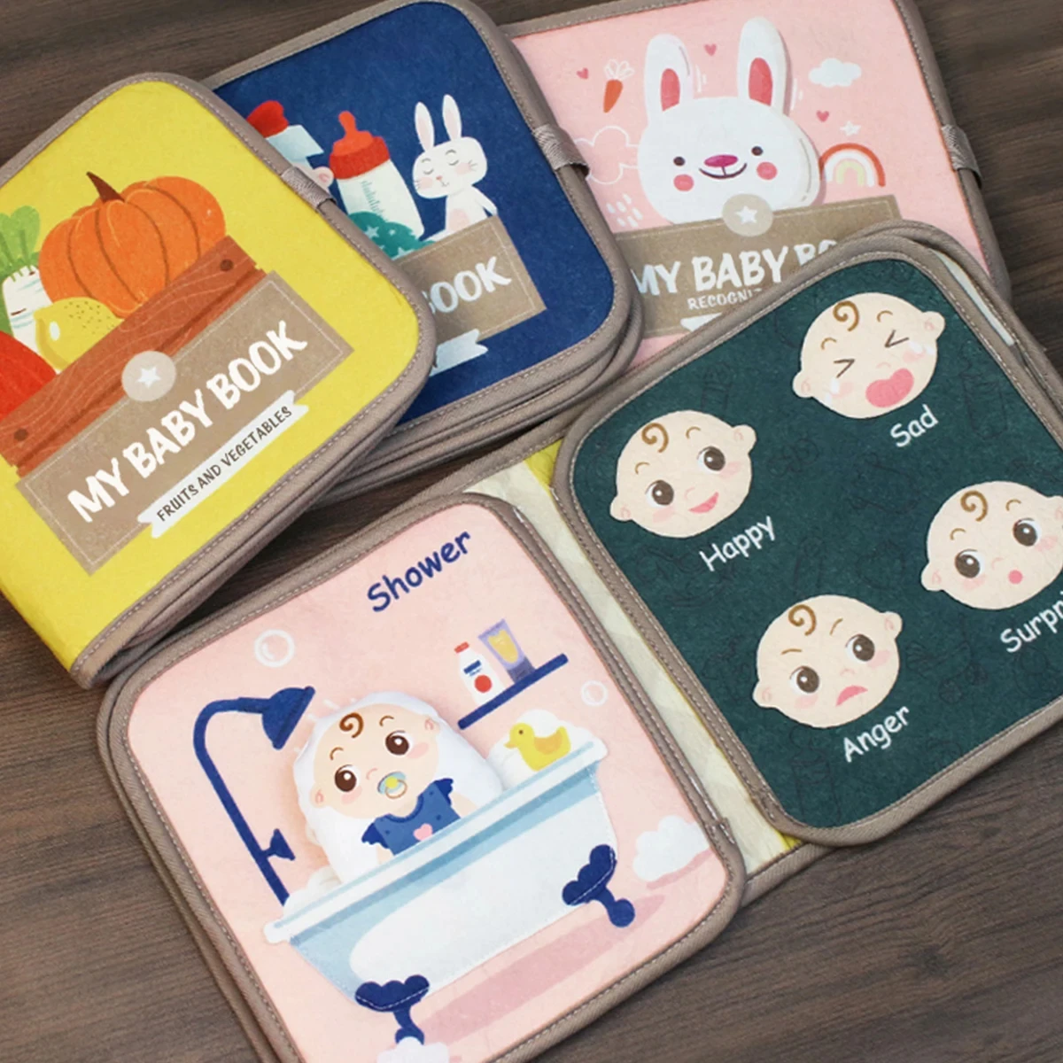 1pcs 몬테소리 바쁜 책 아기 조기 교육 도서, 퍼즐 장난감, 동물인지 패브릭 도서, 반복 붙여 넣기 책 및 감각 장난감