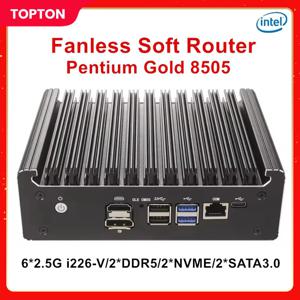 팬리스 소프트 라우터 인텔 U300 펜티엄 골드 8505 미니 PC 6xi226-V 2.5G DDR5 DDR4 NVMe SATA Proxmox/pfSense 방화벽 어플라이언스