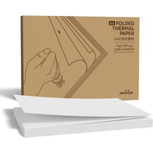 페리페이지 100매 접이식 A4 감열 프린터 용지 (오래 지속, 8.5 x 11인치, A40 프린터 PocketJet HPRT MT800 MT800Q 호환)