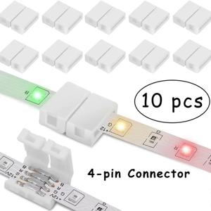 10 PCS 4 핀 10mm L 모양 LED 스트립 솔더리스 커넥터 5050/3528 RGB 스트립 PCB 납땜 코너 커넥터 스트립 없음