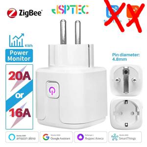 스마트 플러그 Zigbee EU 16A/20A 전원 모니터가 있는 스마트 소켓 타이밍 음성 제어는 Alexa Google Home Alice와 함께 작동합니다.