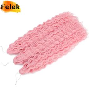 핑크 브레이드 헤어 익스텐션 옹브레 브라운 그레이 블루 아리엘 컬 크로셰 뜨개질 브레이드 합성 워터 웨이브 트위스트 크로셰 헤어 아프로 컬