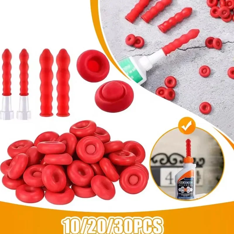 10-30pcs 코킹 건 노즐 캡 빨간색 코킹 절약 코킹 접착제 팁 씰링 및 보존 누출 방지 슬리브 도구 용 씰링 캡