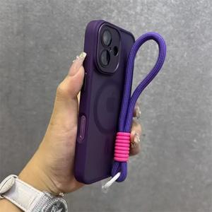 삼성 갤럭시 S25 S24 울트라 플러스 5G 케이스 고급 끈 포함 투명 맥세이프 커버 S24 FE S25 S24 플러스 마그네틱 펀다