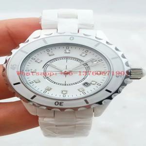 남성 여성을위한 최고 품질의 새로운 석영 시계 세라믹 블랙 화이트 레이디 Ceramica 시계 33mm 38mm