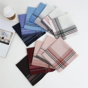 12Pcs 클래식 폴리 에스터 남자 격자 무늬 손수건 빈티지 얇은 노인 노인 여성 물티슈 35*35cm