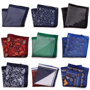 Tailor Smith 새 디자이너 포켓 스퀘어 프린트 마이크로파이버 페이즐리 체크 패션 손수건 도트 페이즐리 꽃 스타일 행키