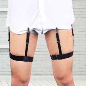 남성용 미끄럼 방지 잠금 클립이 있는 셔츠 스테이 벨트, 빨아진 다리 허벅지 서스펜더 가터 스트랩, 조절 가능한 잠금 유지, 2 개