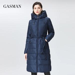 GASMAN 2022 여성용 겨울 재킷, 긴 브랜드 다운 재킷, 여성용 벨트, 빅 포켓 후드, 따뜻한 외투, 여성용 코트 17128